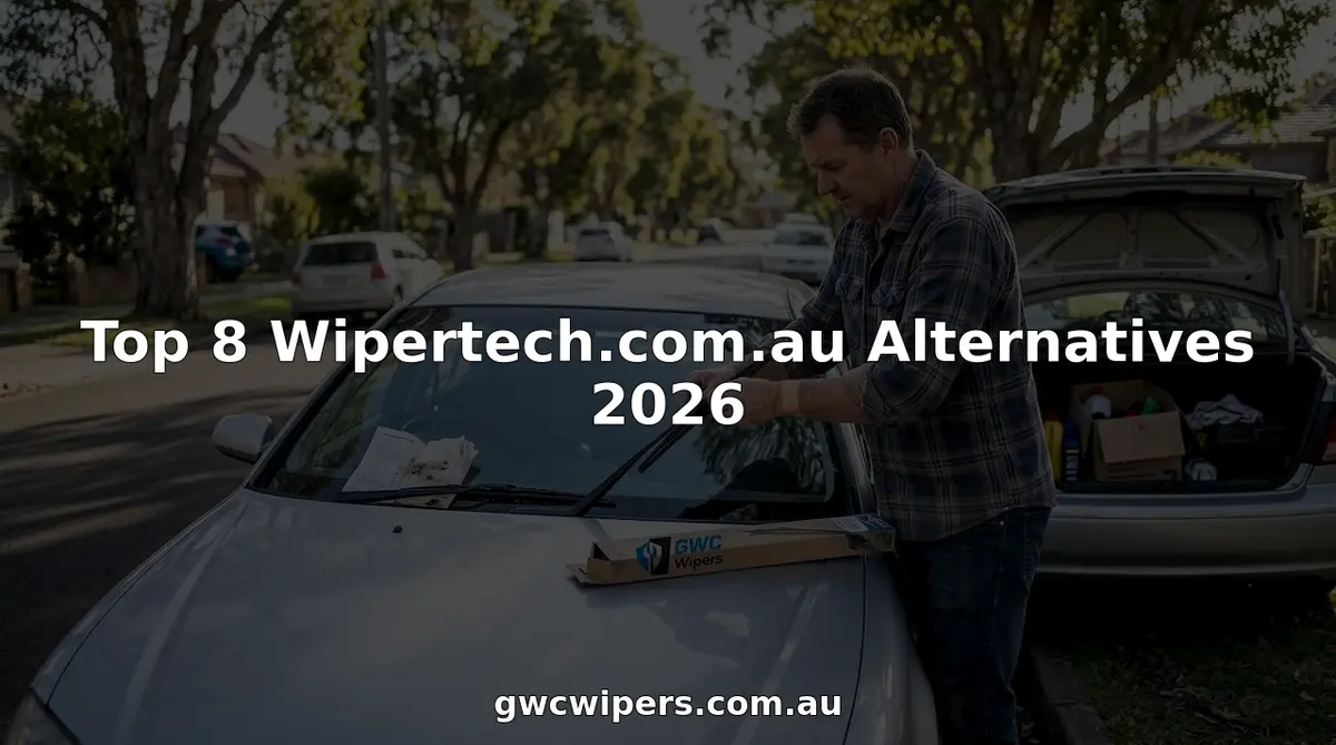 Driver installing new wiper blades on sedan