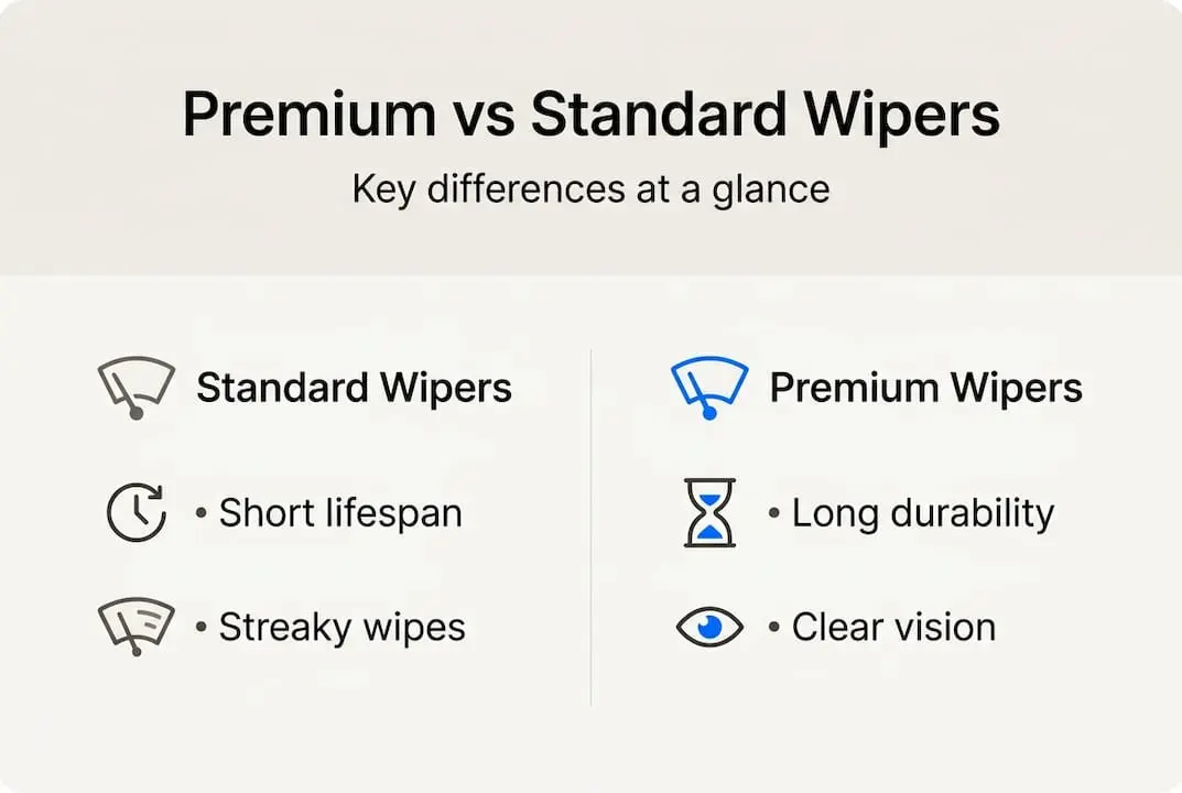 Infographic comparing premium and standard wiper blades