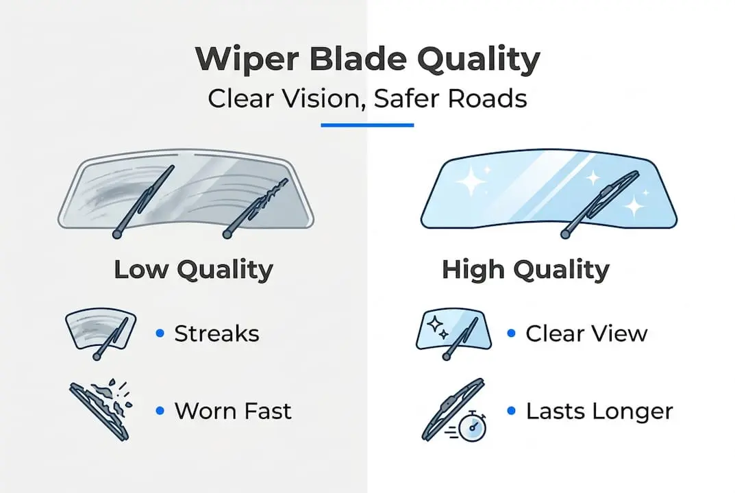 Infographic compares low and high quality wiper blades