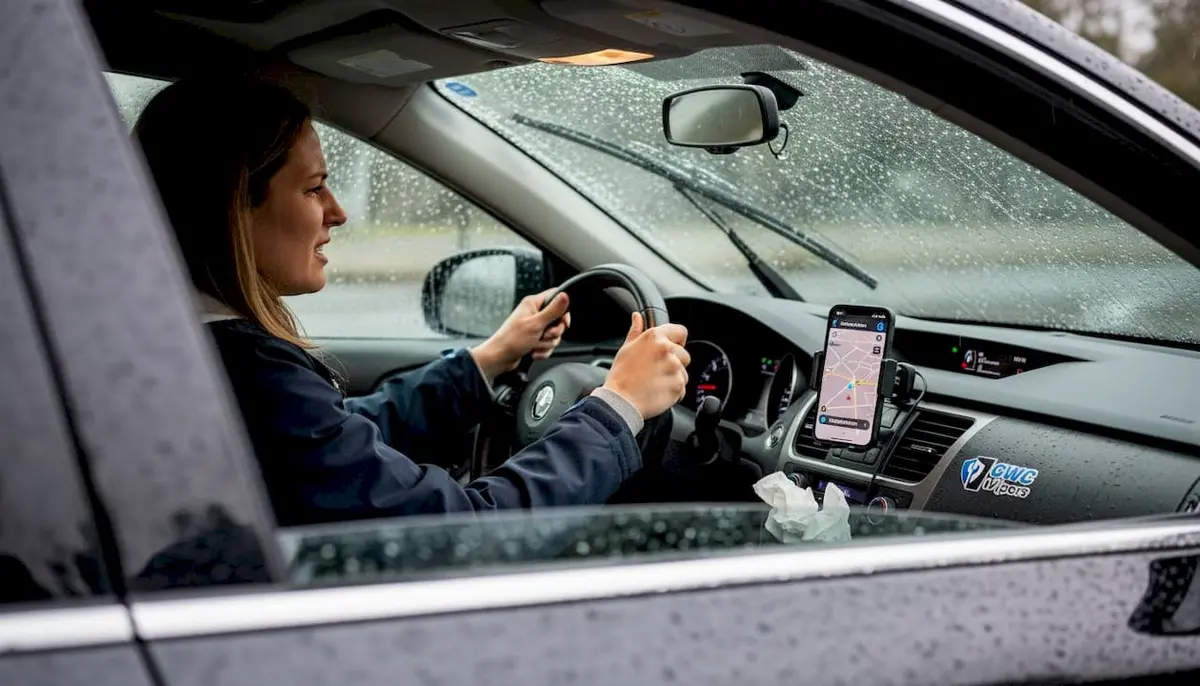 Driver struggling with poor rain visibility
