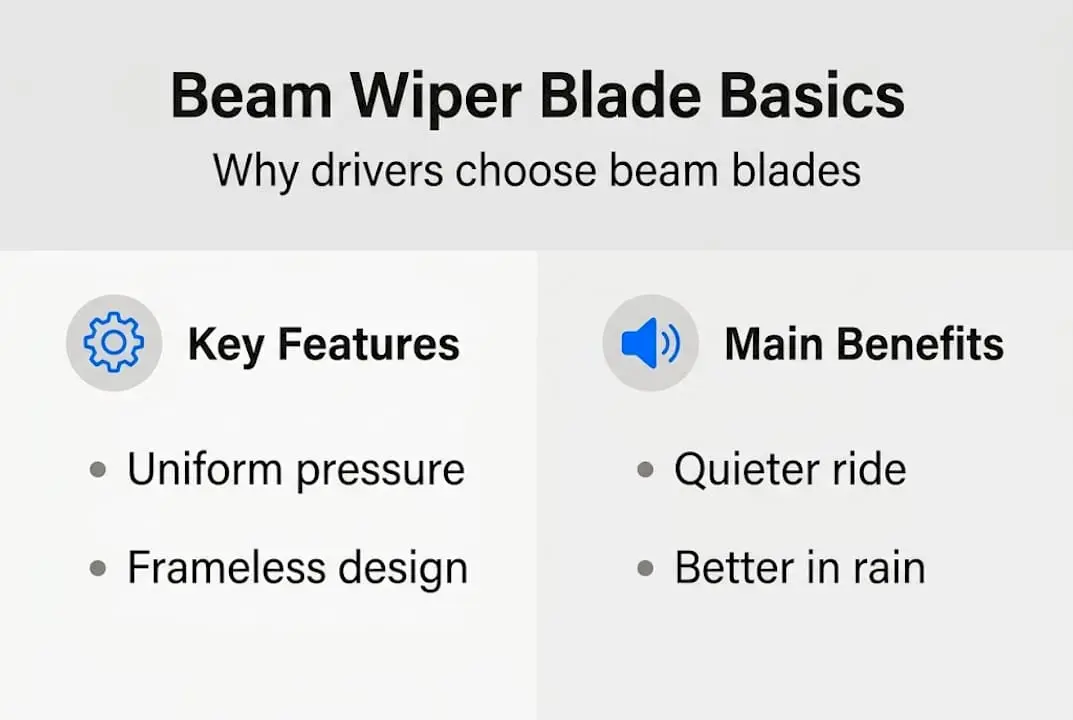 Infographic shows beam blade features and benefits