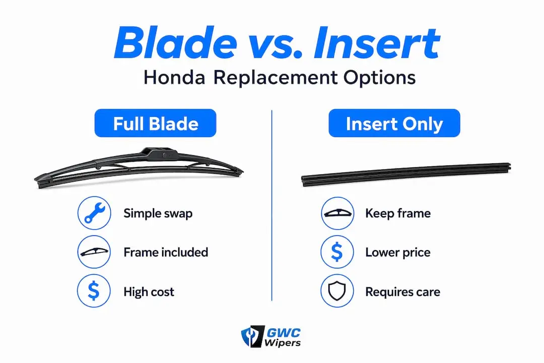 Infographic comparing Honda wiper blade options