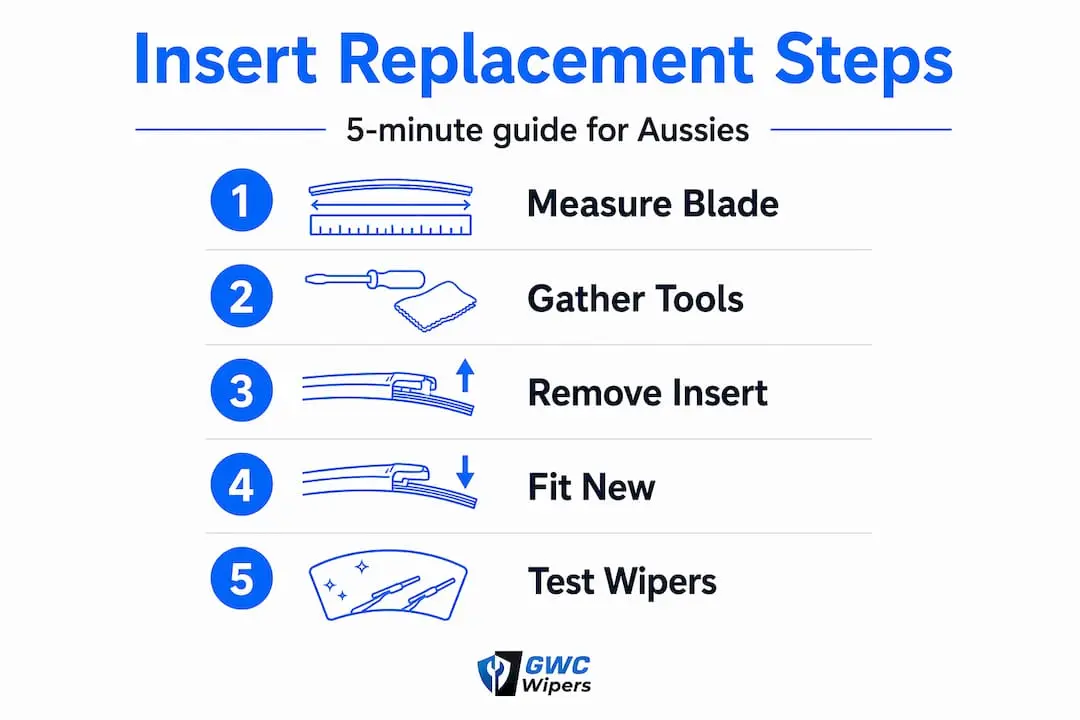 Infographic showing steps to replace wiper insert