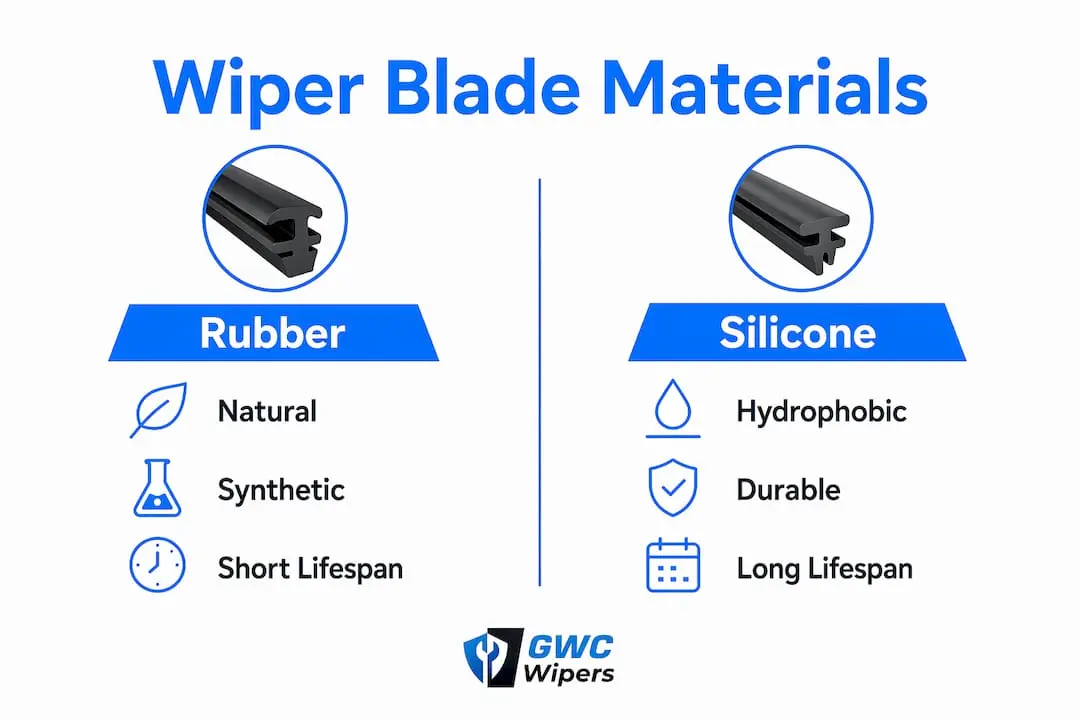 Infographic comparing Toyota wiper blade materials