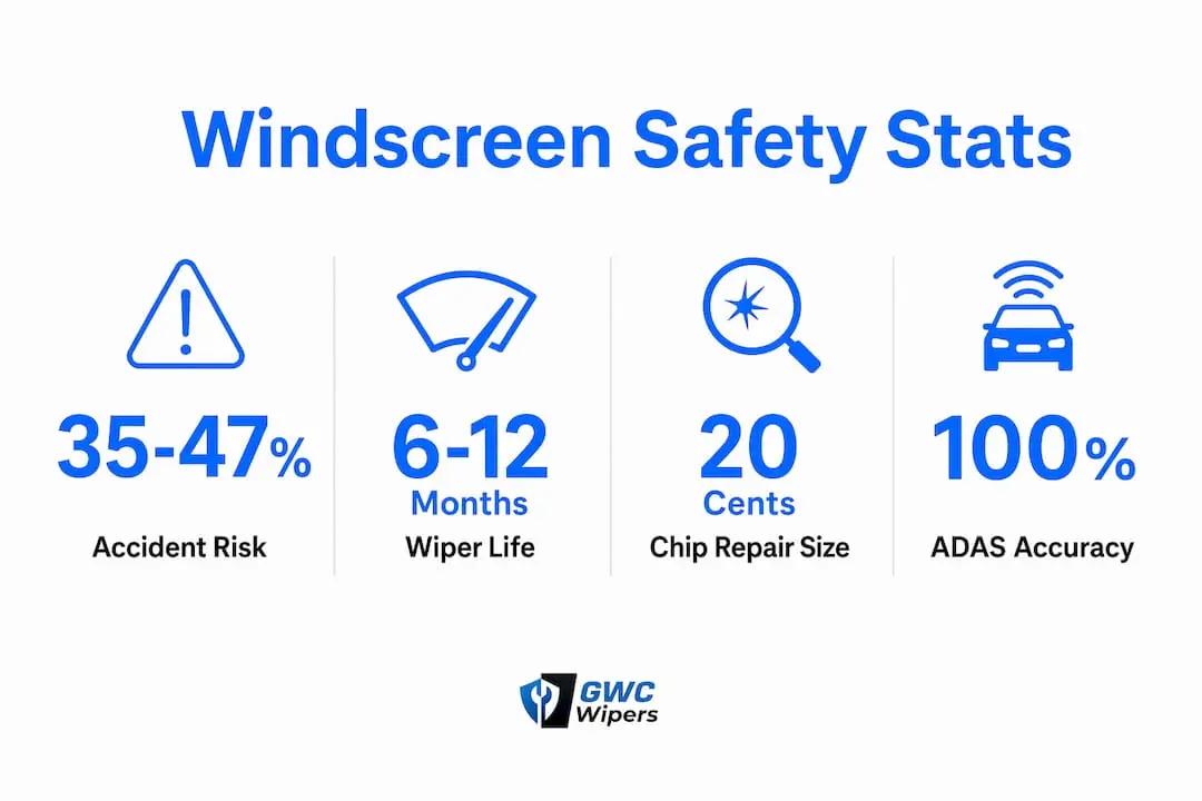 Infographic of windscreen clarity safety statistics and tips