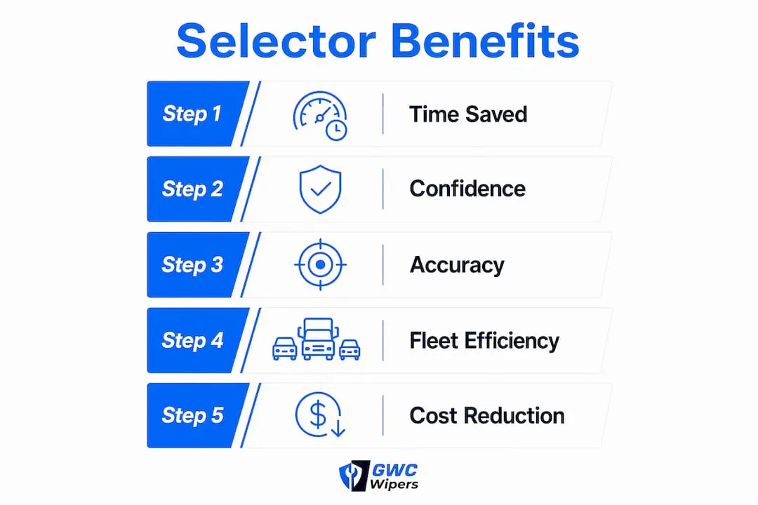 Infographic showing benefits of streamlined vehicle selector