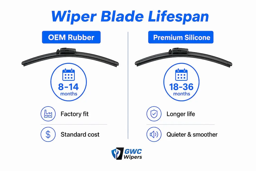 Infographic comparing Honda wiper blade lifespans and advantages
