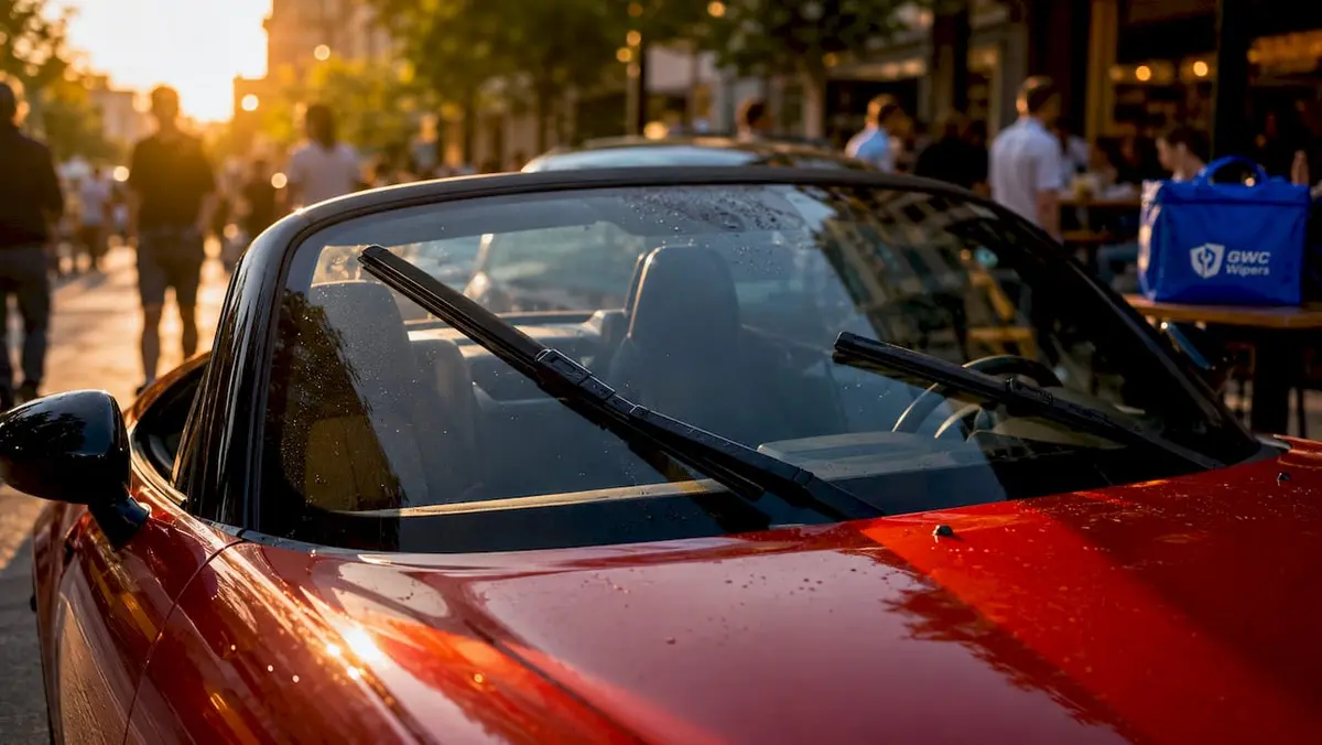 Close-up of Mazda MX-5 windshield wiper blades