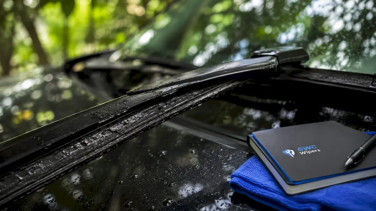 Close-up of cracked wiper blade rubber