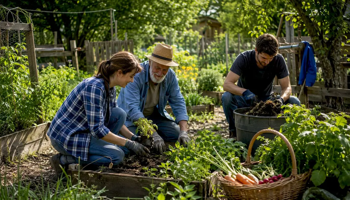 Group gardening at permaculture community