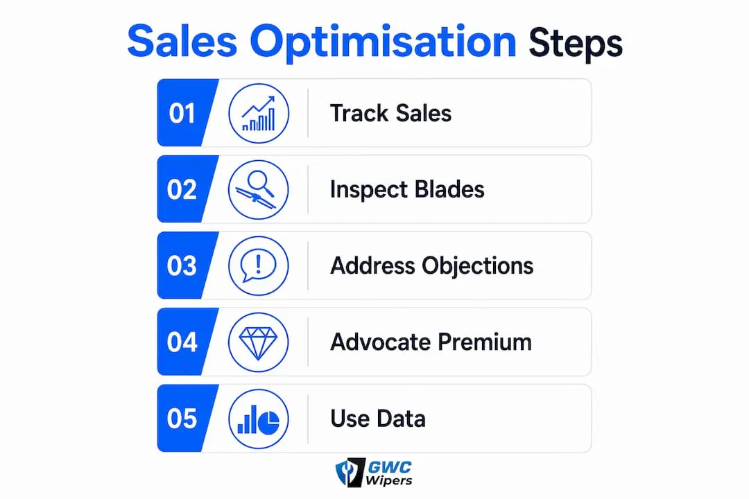 Infographic showing wiper blade sales optimisation steps