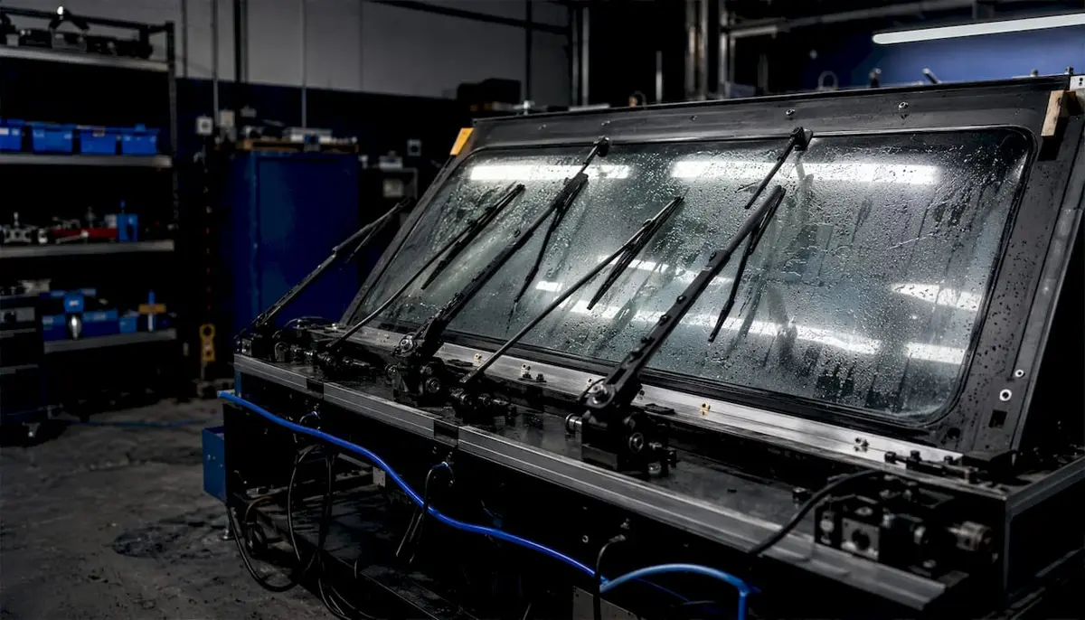 Wiper blade durability test rig side view
