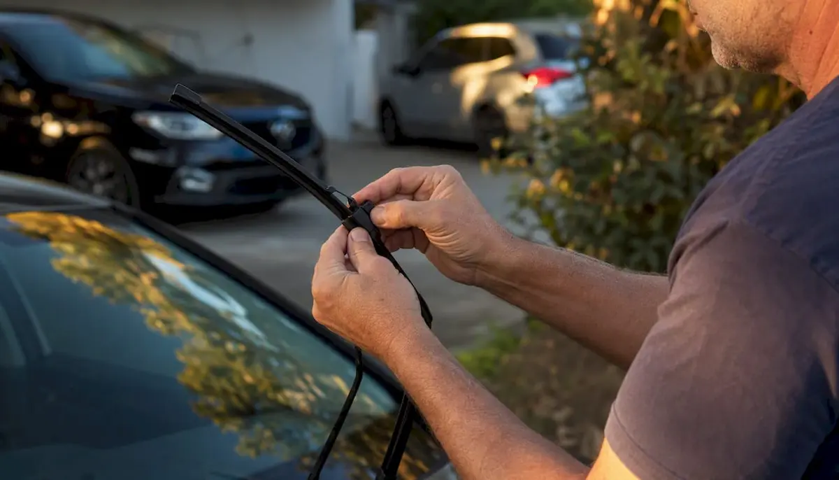 Person installing flat beam wiper blade