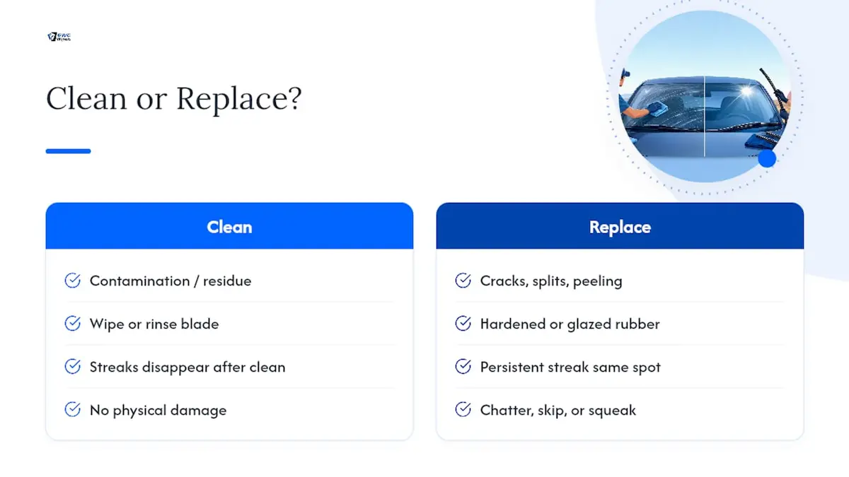 Decision guide for cleaning or replacing wipers