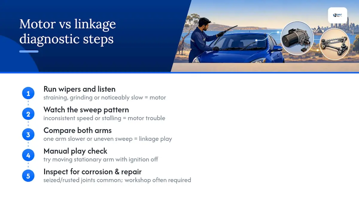 Checking and repairing the wiper motor and linkage — overview diagram