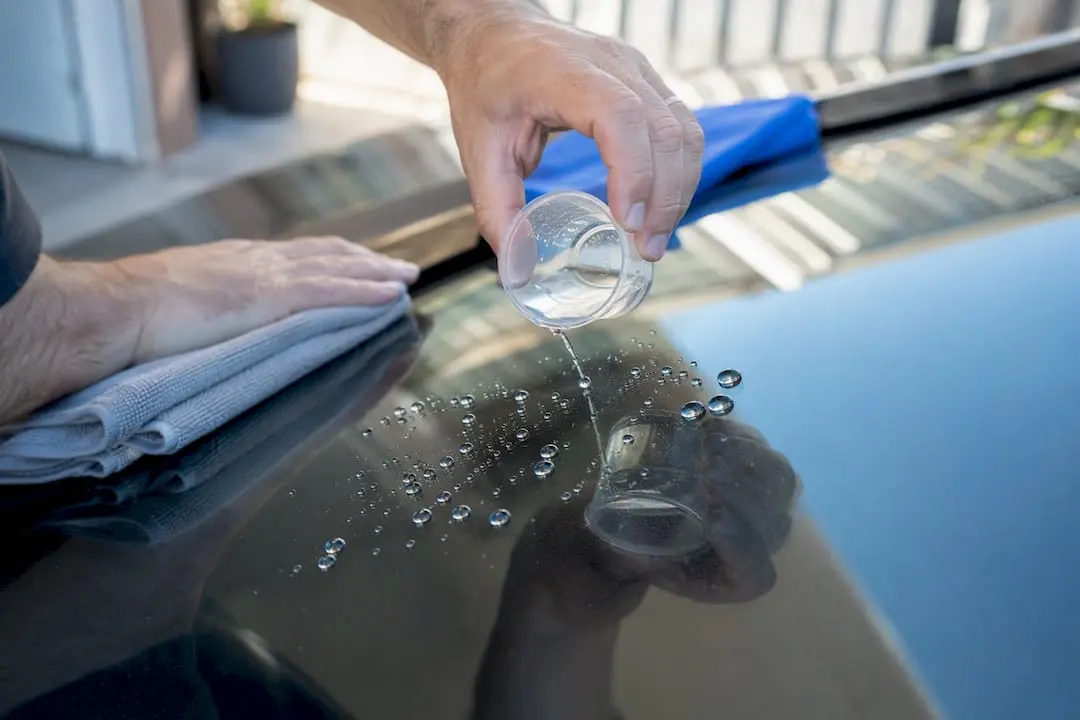 Water beading during windshield coating test