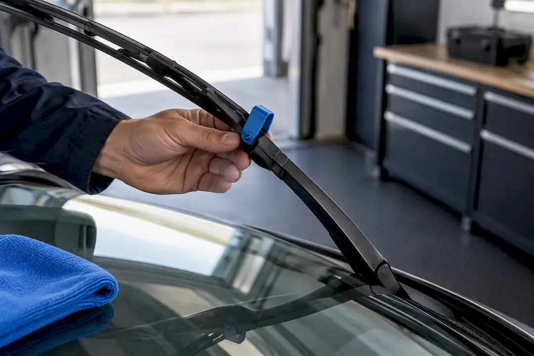 Hand securing raised wiper arm