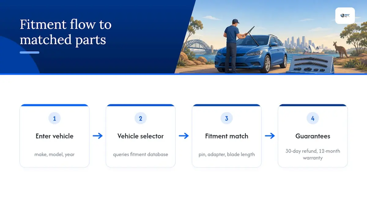 Vehicle selector matching wiper fitment details
