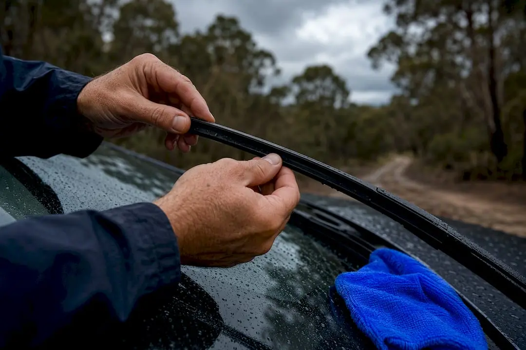 Hands inspecting a 4x4 wiper blade
