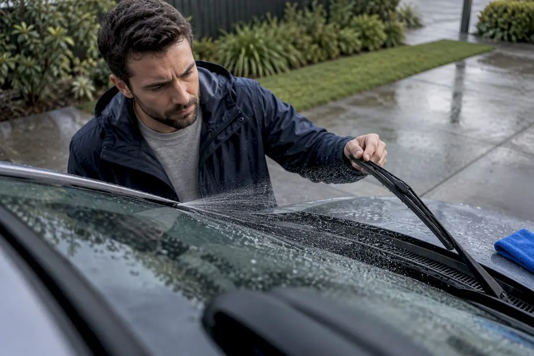 Driver diagnosing washer fluid and wiper problems