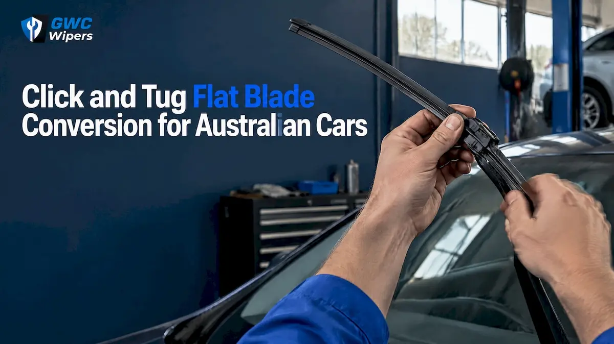 Mechanic attaching a flat wiper blade