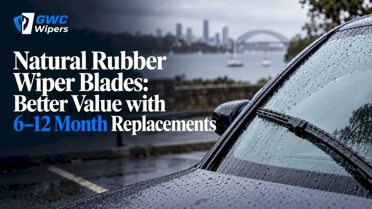 Natural rubber wiper clearing rainwater