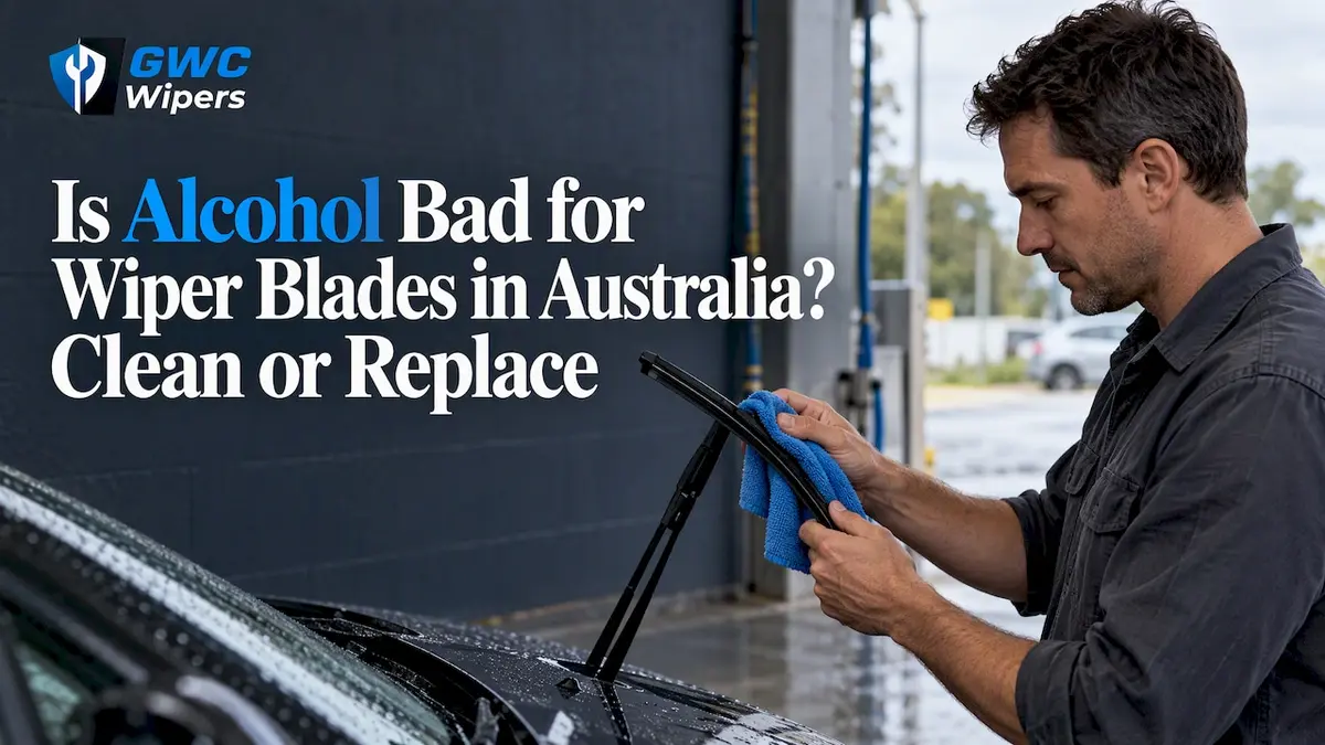 Owner wipes a lifted wiper blade