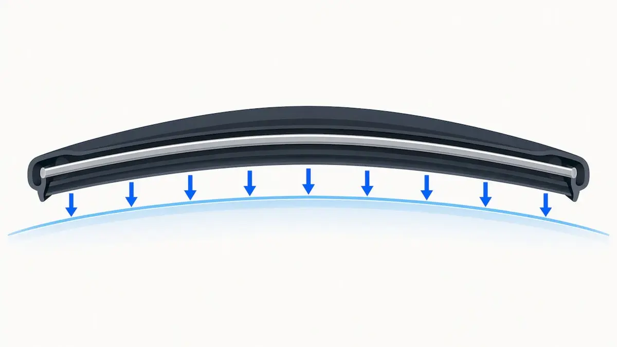 Cutaway of a beam blade and spring bar