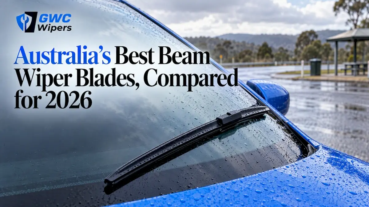 Beam blade resting across a car windscreen
