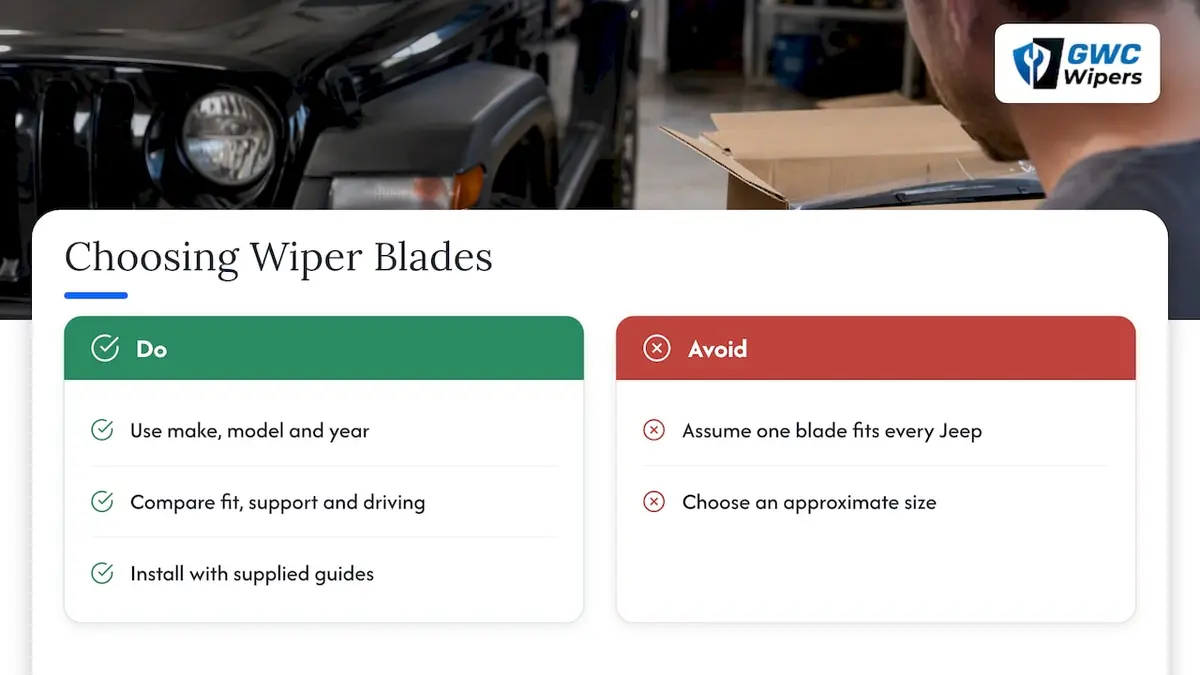 Our view on choosing Jeep wiper blades — overview diagram